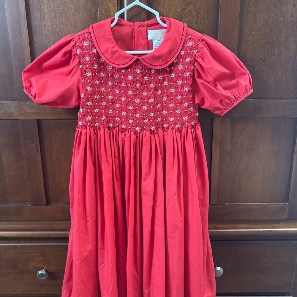 Petit Ami Red Smocked Kids Dress, EUC, Size 6